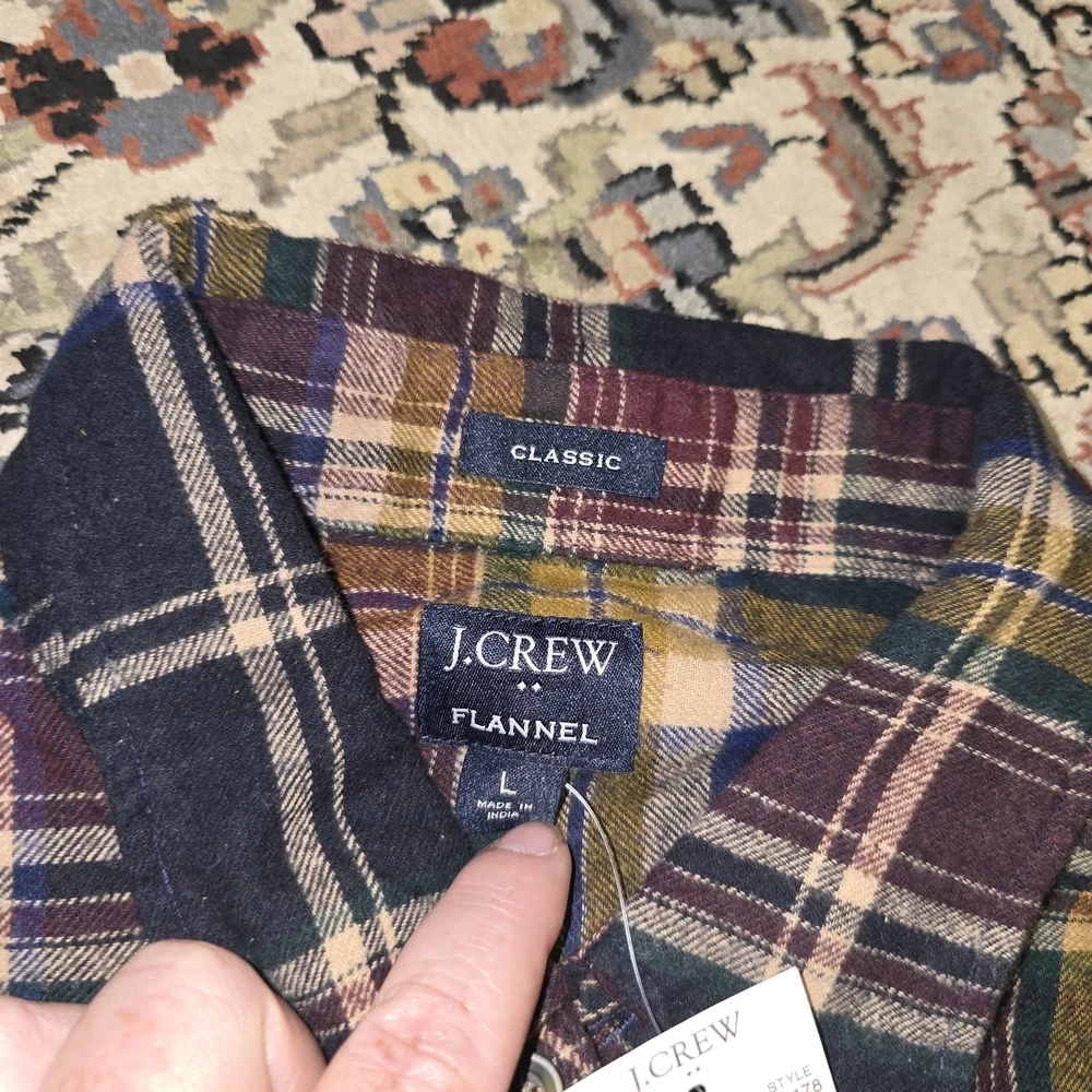 J. Crew Navy, Burgundy & Mustard Plaid Button-Down Shirt